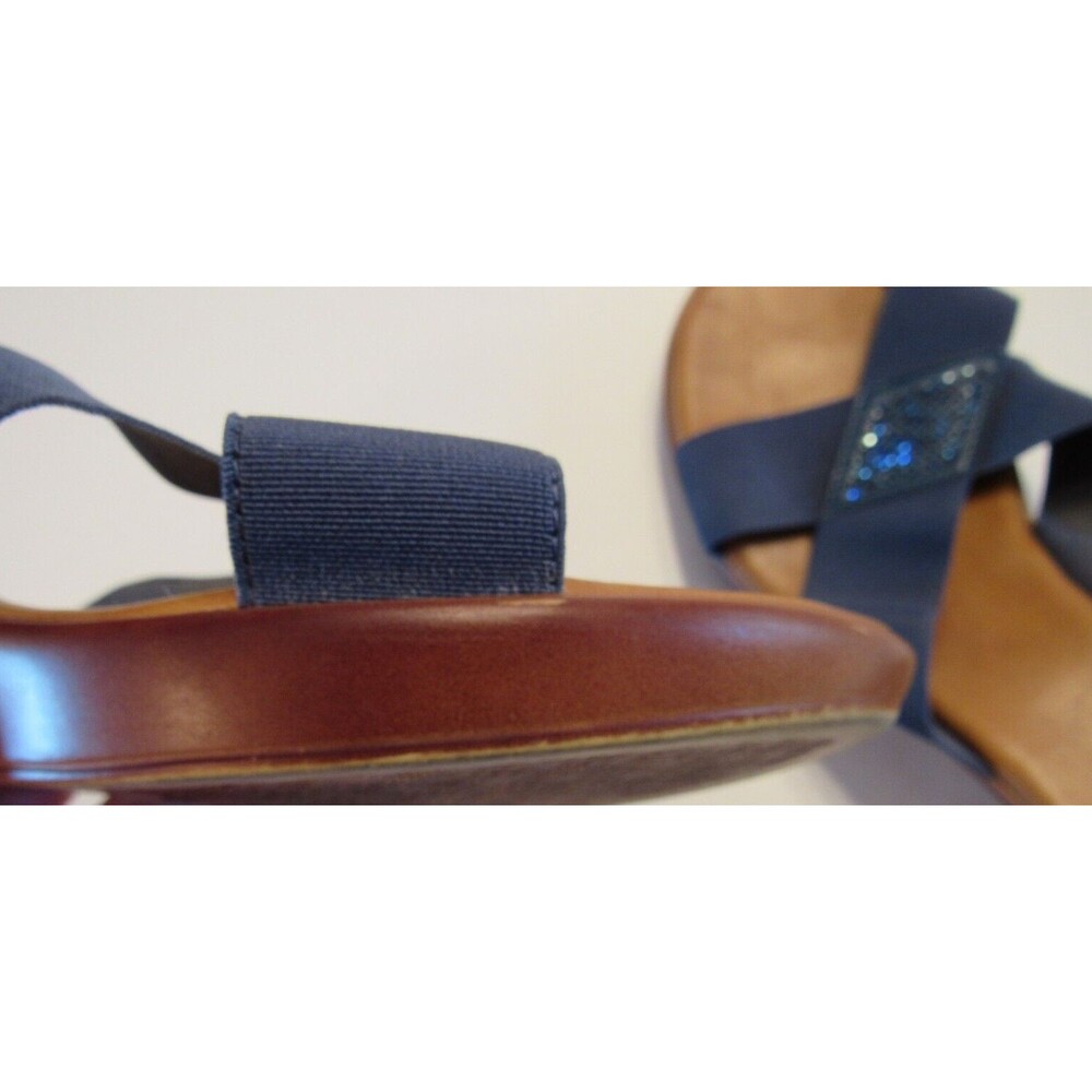 Italian Shoemakers Blue Cross Strap Slip On OpenToe Sandals with Beading 8.5 - Picture 12 of 13